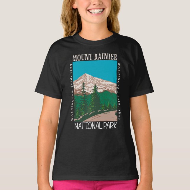 Camiseta Monte Rainier National Park Vintage aflita (Frente)