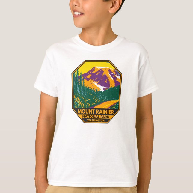 Camiseta Monte Rainier National Park Washington Retro (Frente)