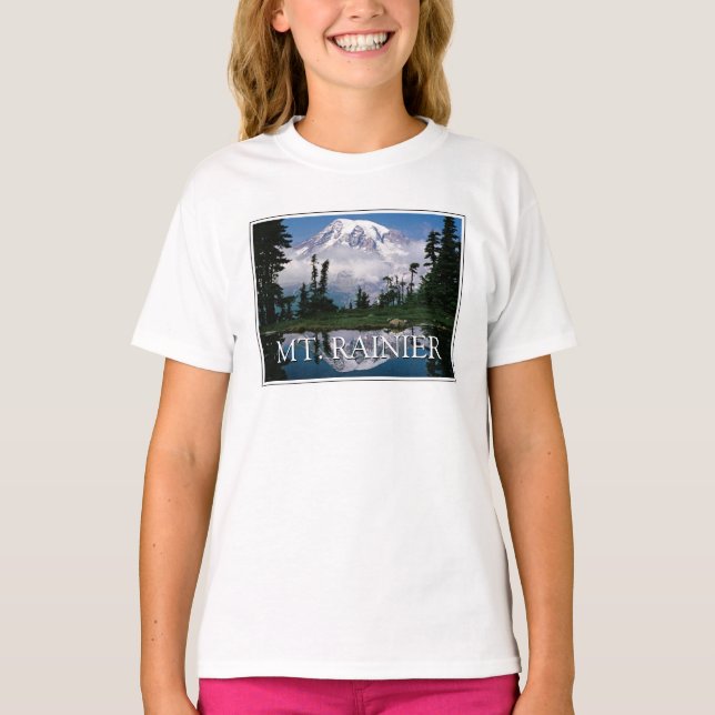 Camiseta Monte Rainier | Reflexo em uma Lagoa da Montanha (Frente)