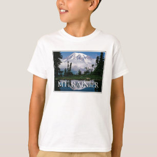 Camiseta Monte Rainier Reflexo em uma lagoa da montanha