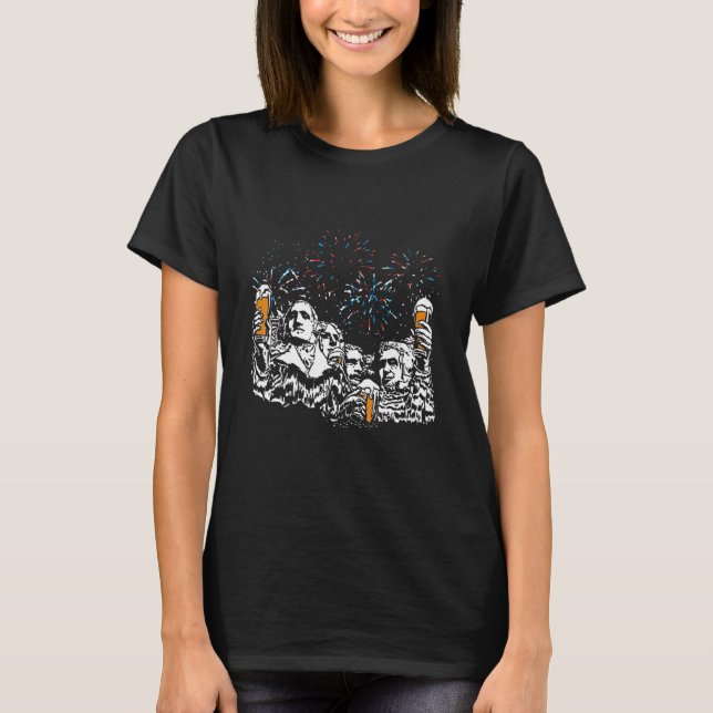 Camiseta Monte Rushmore Beers Feliz 4 De Julho (Frente)