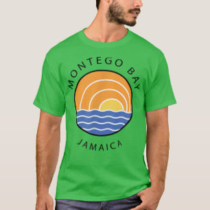 Camiseta Montego Bay Jamaica Retro Colorir Oceano Sunset Nã