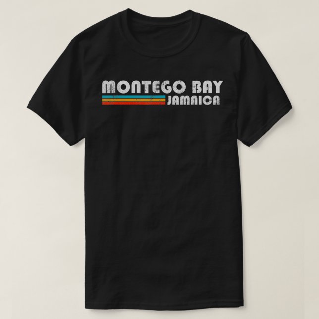 Camiseta Montego Bay Jamaica Retro Vacinação de Viagens vin (Frente do Design)