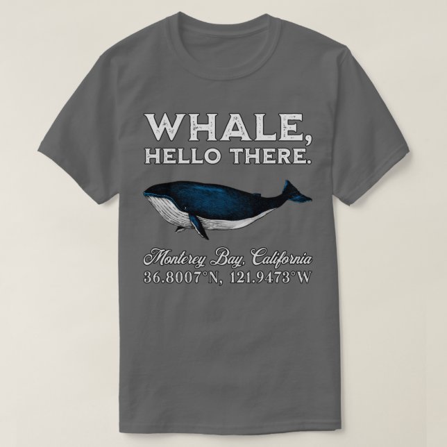 Camiseta Monterey Bay California Whale Hello Ali Coordina (Frente do Design)