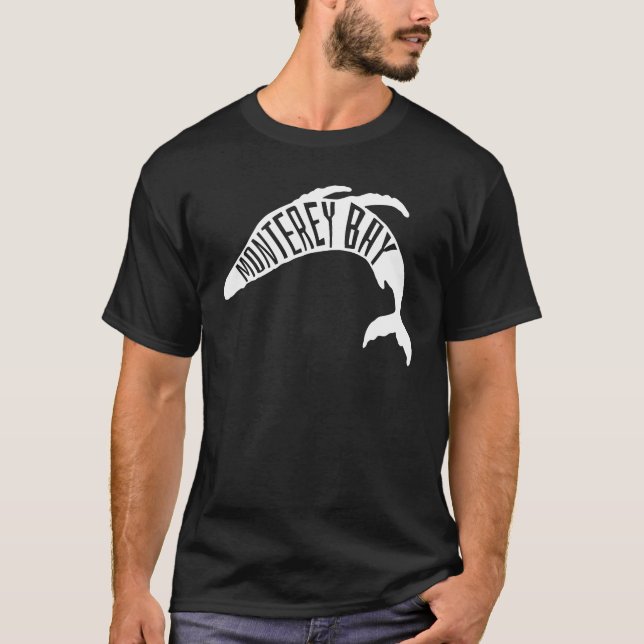 Camiseta Monterey Bay, Contorno da Baleia da Califórnia - V (Frente)