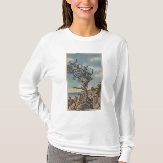 Camiseta Monterey, CA - árvore velha da bruxa em 17 milhas (Frente)
