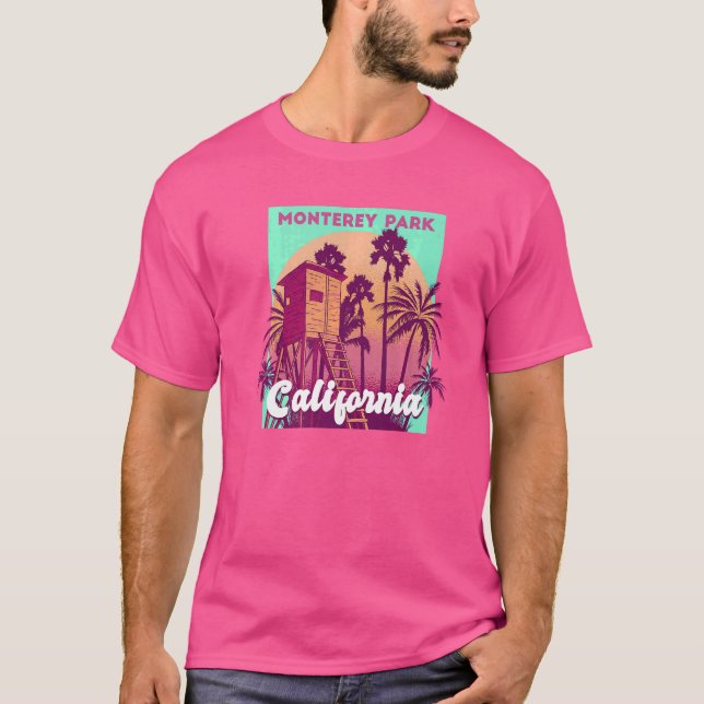 Camiseta Monterey Park California Palm tree Beach retro vin (Frente)