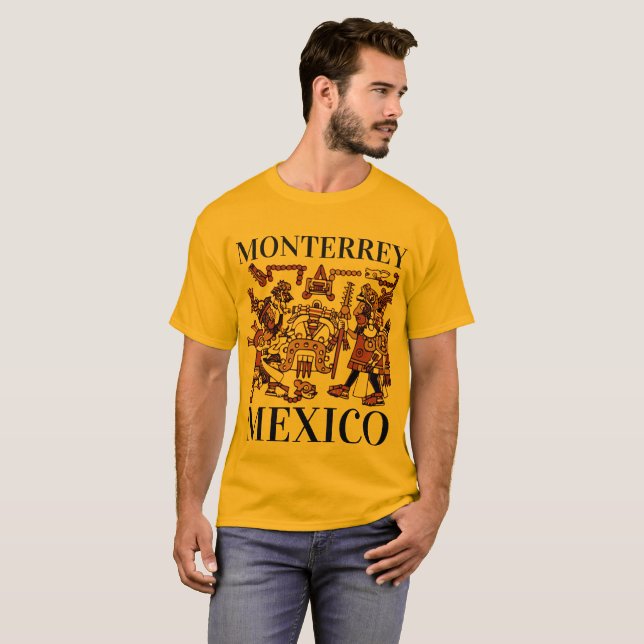 Camiseta Monterrey México Design asteca, masculina #2 (Frente Completa)