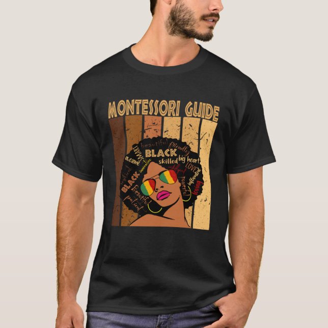 Camiseta Montessori Guide Afro African American Black Histo (Frente)