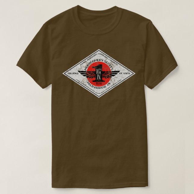 Camiseta Montgomery Scotts 107in1 Marca Multipurpose Oil (Frente do Design)