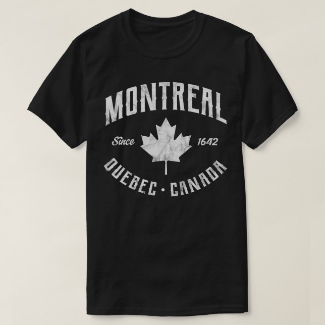 Camiseta Montreal Quebec Canadá Desde 1642 Maple L (Frente do Design)