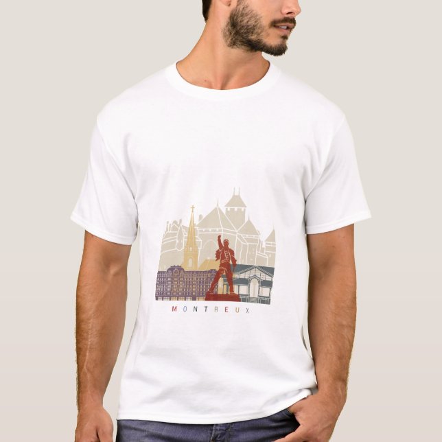Camiseta Montreux skyline poster (Frente)