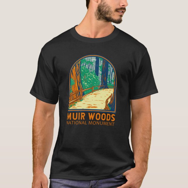 Camiseta Monumento Nacional de Muir Woods Emblem da Califór (Frente)
