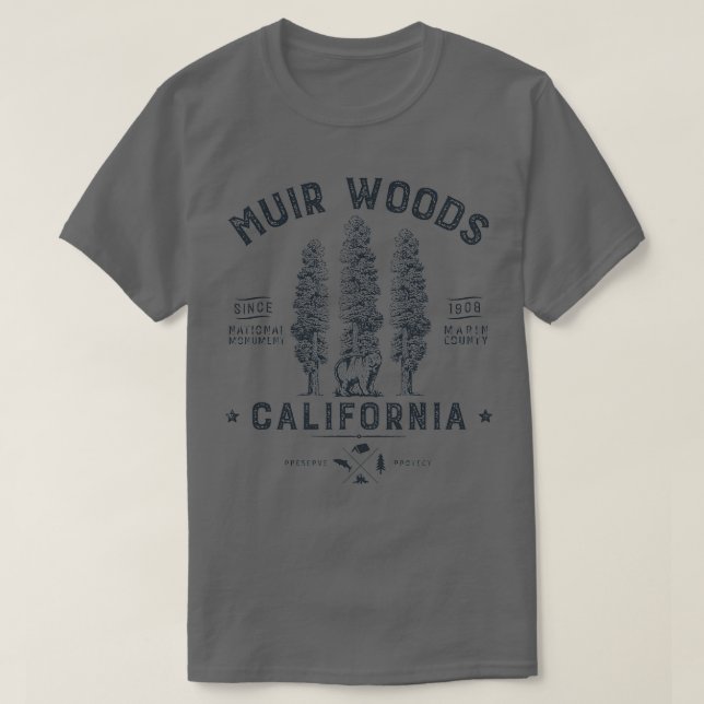 Camiseta Monumento Nacional Muir Woods California Redwood P (Frente do Design)