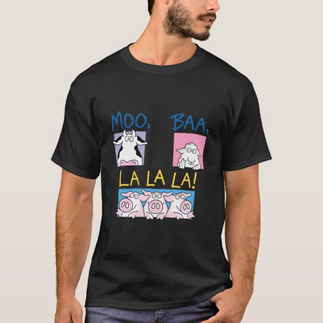 Camiseta Moo Baa La La La Crianças Sons Animais (Frente)