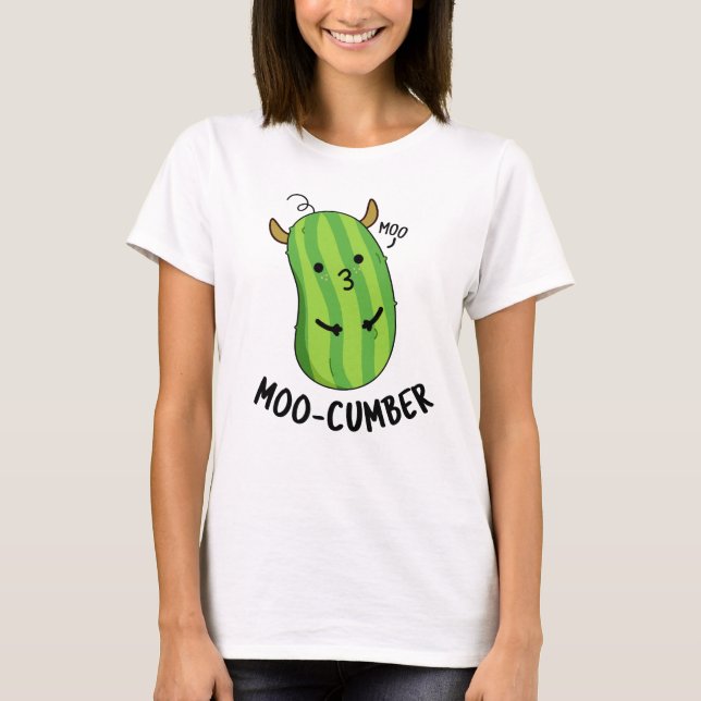 Camiseta Moo-cumber Funny Veggie Cucumber Pun (Frente)