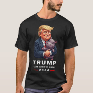 Camiseta Moo Deng Hippopotamus Support Donald Trump 2024 Fu