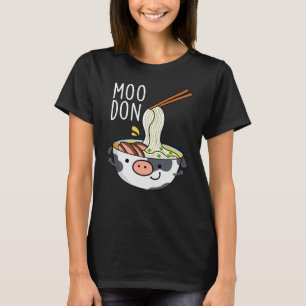 Camiseta Moo-don Funny Udon Pun Fundo Preto Escuro