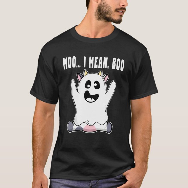 Camiseta Moo eu quero dizer Boo Vaca Fantasma (Frente)
