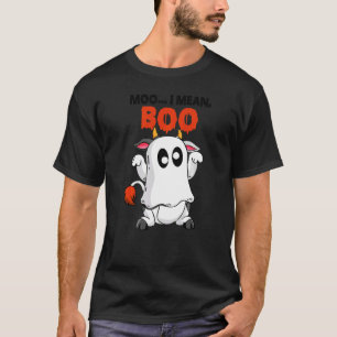 Camiseta Moo Eu Quero Dizer Boo  Vaca Fantasma Abóbora Faze