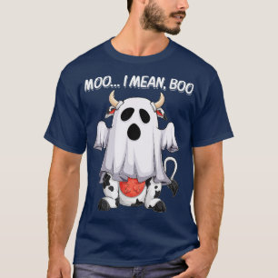 Camiseta Moo I quer dizer Boo Ghost Dia de as Bruxas engraç