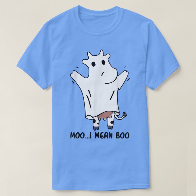 Camiseta Moo I quer dizer Boo Ghost Halloween Spooky Season (Frente do Design)