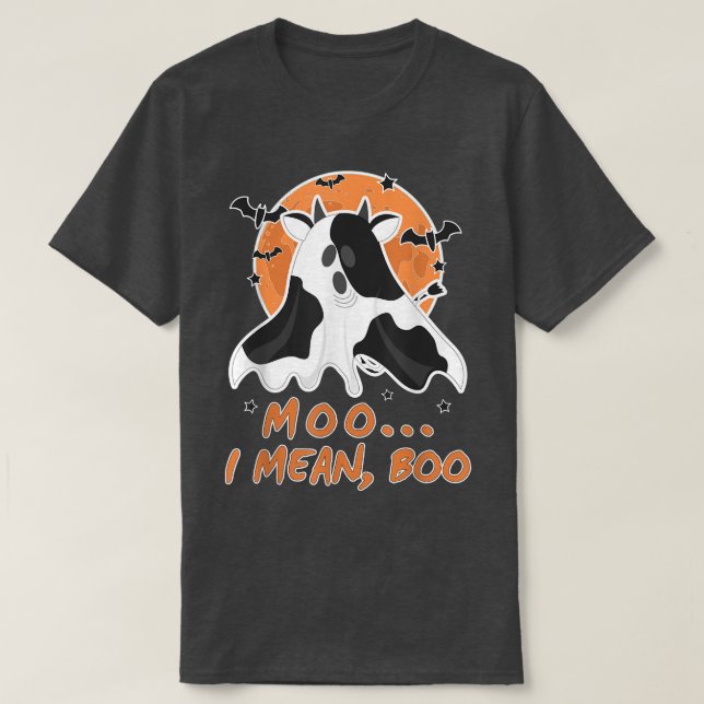 Camiseta Moo I Quer Dizer Boo Halloween Kids Costume Boo Gh (Frente do Design)