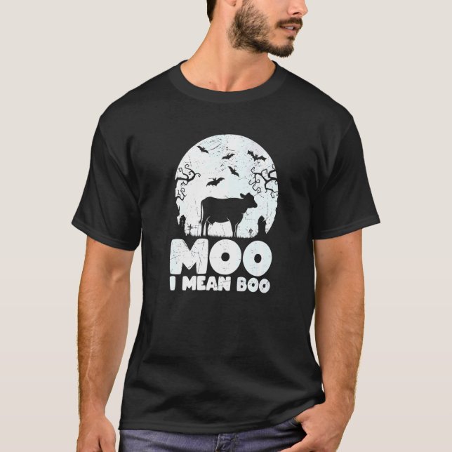 Camiseta Moo I Quer Dizer Boo Halloween Vaca (Frente)