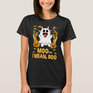 Camiseta Moo I Quer Dizer Boo Pumpkin Halloween Vaca Fantas