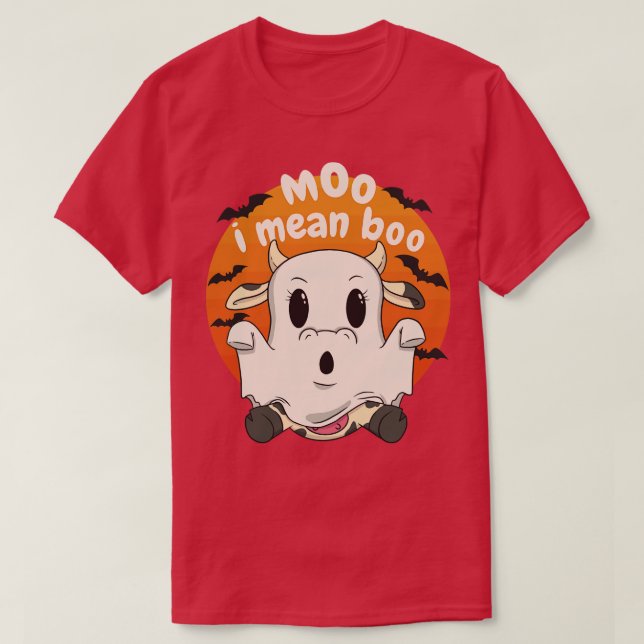 Camiseta Moo I quer dizer Boo Spooky Cow I (Frente do Design)