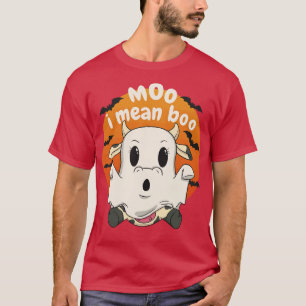 Camiseta Moo I quer dizer Boo Spooky Cow I