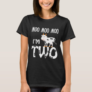 Camiseta Moo Im Dois segundo Segundo Vaca De Aniversário Hi
