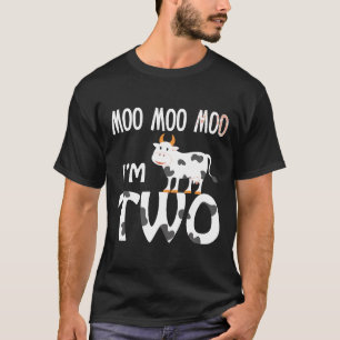 Camiseta Moo Moo Estou no Meu Segundo Aniversário de 2 Anos