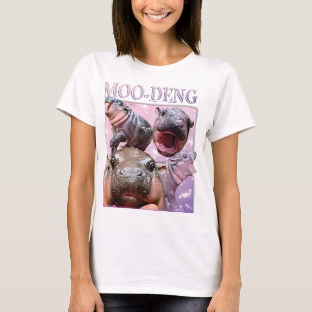 CAMISETA MOO NEGA O FAMOSO BEBÊ PIGMY HIPPO MOODENG (Frente)