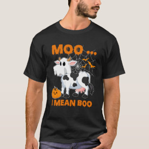 Camiseta Moo quer dizer Boo  Fantasma Vaca Abóbora Fantasia
