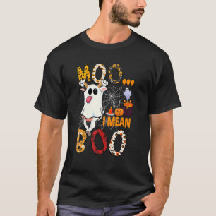 Camiseta Moo Quer Dizer Boo Halloween Vaca Boo Fantasma Fan