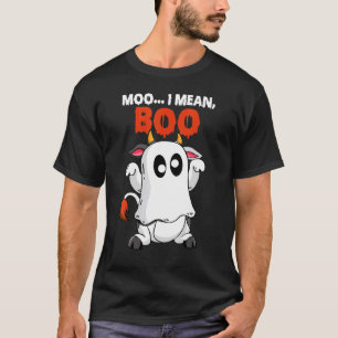 Camiseta Moo Quero Dizer Boo  Vaca Fantasma Abóbora Fazende