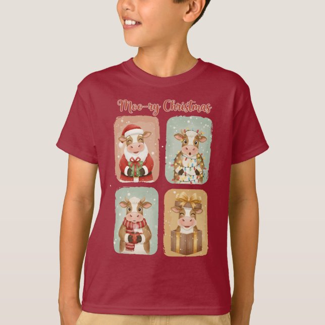 Camiseta Moo-ry Christmas Funny Cow Design (Frente)