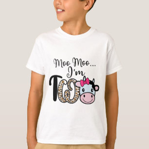 Camiseta Moo, sou dois segundo aniversário de vaca bonitinh