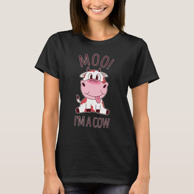 Camiseta Moo, sou uma fantasia humana de vaca (Frente)