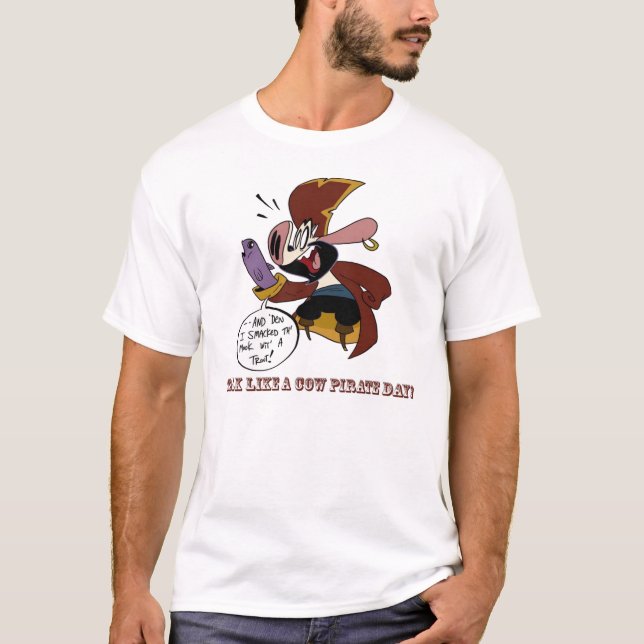 Camiseta MooBeard: Conversa como um dia do pirata da vaca (Frente)
