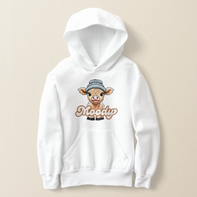 Camiseta Moody Highland Cow Kids Hoodie Sweet (Postura )