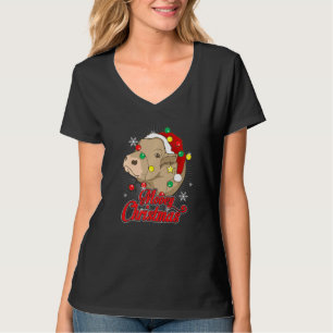 Camiseta Mooey Christmas Cow Papai Noel Hat Ugly Christmas