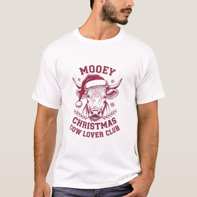 Camiseta Mooey Christmas Western Cow Lover Club Xmas Season (Frente)
