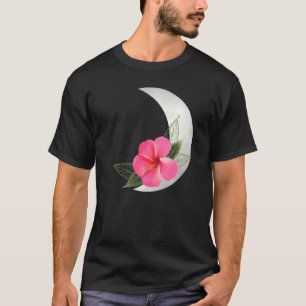 Camiseta Moon Crescente Com Flor Hibus Flor Tropical