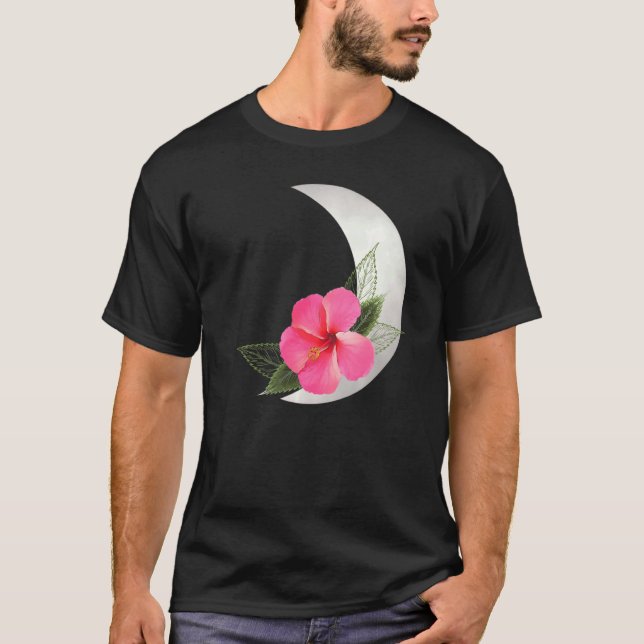 Camiseta Moon Crescente Com Flor Hibus Flor Tropical (Frente)