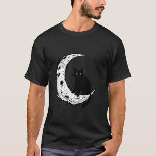 Camiseta Moon Crescente Engraçado E Gráfico De Gatos