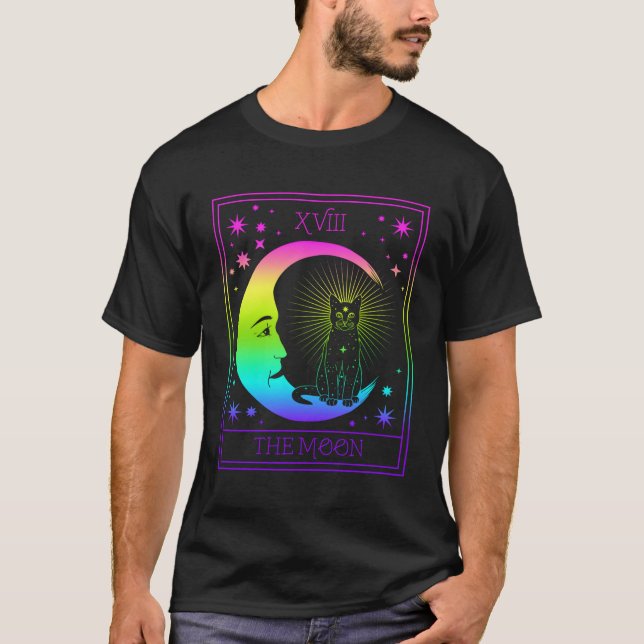 Camiseta Moon Crescente Placa Tarot E Gótico De Pastel Gato (Frente)
