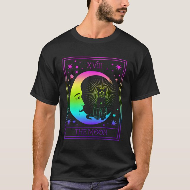 Camiseta Moon Crescente Placa Tarot E Gótico De Pastel Gato (Frente)