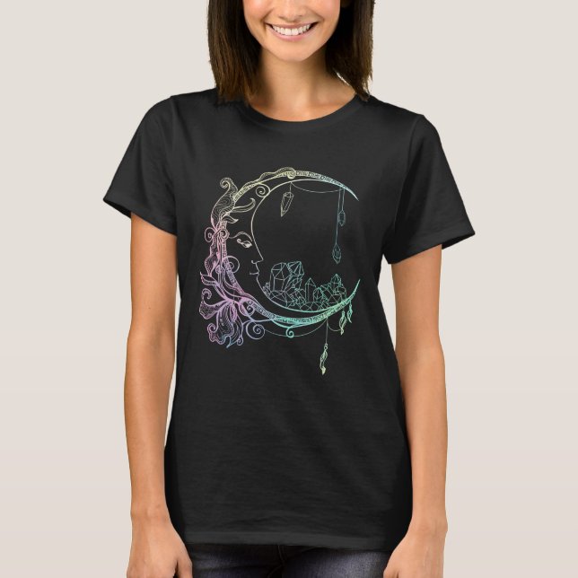 Camiseta Moon Gótico Gótica do Crescente Wicca (Frente)